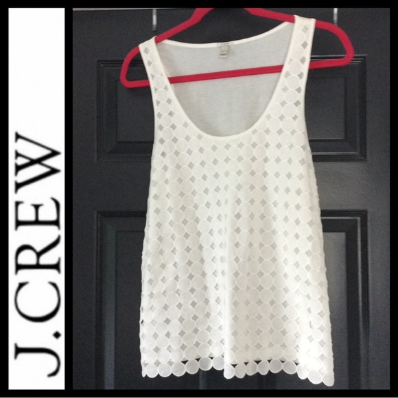 NWOT J.Crew Scoop Neck Eyelet Circle Tank - Picture 3 of 6